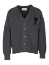 Ami Alexandre Mattiussi Ami Paris Ami De Coeur Heather Grey Wool Cardigan Men In Gray