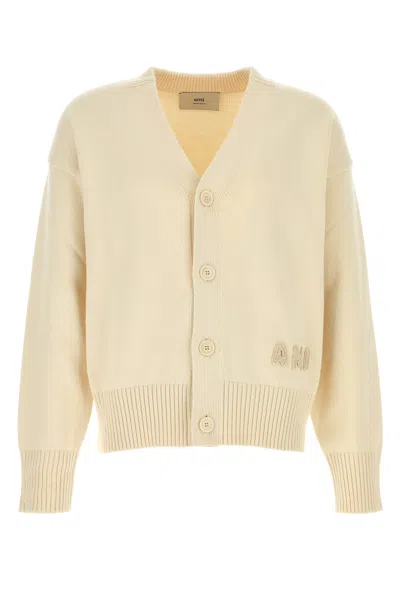 Ami Alexandre Mattiussi Cream Cotton Blend Cardigan In Neutral