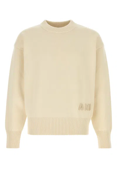 AMI ALEXANDRE MATTIUSSI CREAM COTTON BLEND SWEATER