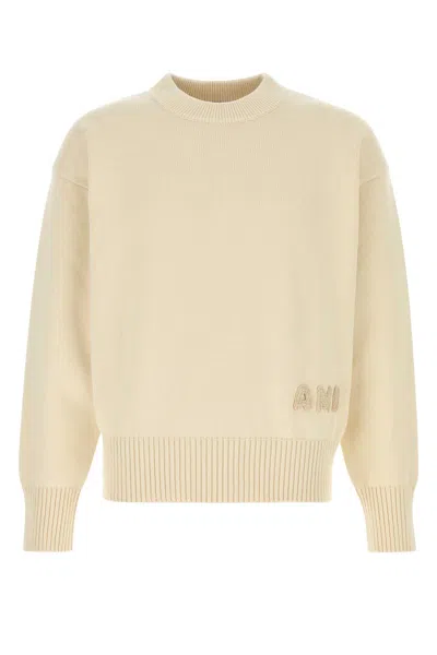 AMI ALEXANDRE MATTIUSSI CREAM COTTON BLEND SWEATER
