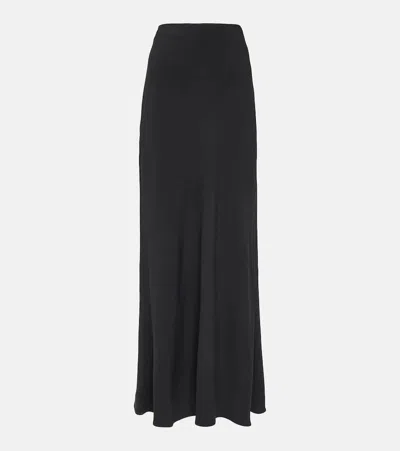 Ami Alexandre Mattiussi Maxi Satin Long Skirt In Nero