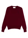 Ami Alexandre Mattiussi Crew-neck Logo Sweater In Burgundy