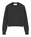 Ami Alexandre Mattiussi Black Cashmere Ami De Coeur Crewneck Sweater Grey In Black