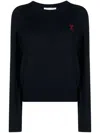 Ami Alexandre Mattiussi Red Ami De Coeur Wool Crewneck Sweater In 430