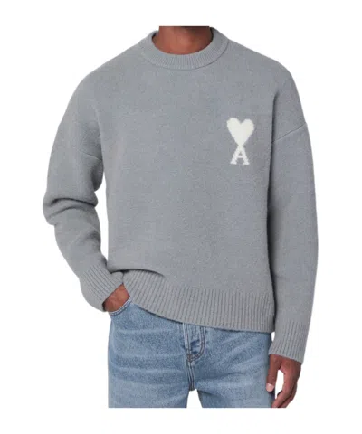 AMI ALEXANDRE MATTIUSSI HEART-LOGO CREW-NECK SWEATER