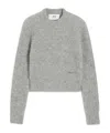 Ami Alexandre Mattiussi Cropped Sweater With Ribbed Hem In Gray