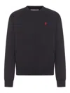 Ami Alexandre Mattiussi Ami Paris Ami De Coeur Wool Crewneck Sweater In Black