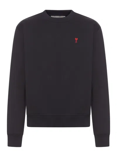 Ami Alexandre Mattiussi Crew Neck Sweatshirt Ami De Coeur In Black