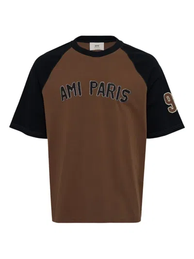 Ami Alexandre Mattiussi Ami Paris Brown Cotton Oversize T-shirt In Multi