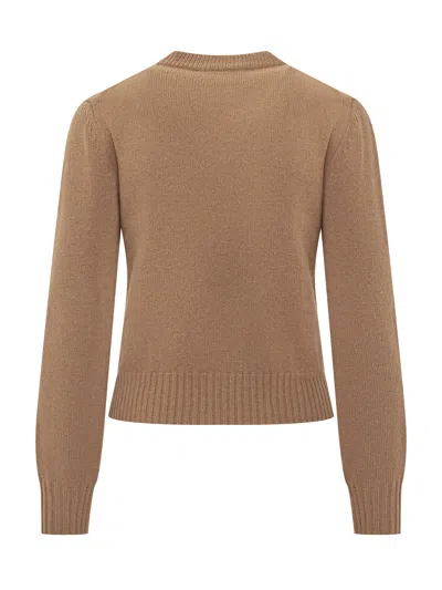 Ami Alexandre Mattiussi Crewneck Cardigan In Camel