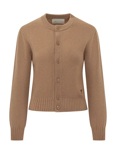 Ami Alexandre Mattiussi Crewneck Cardigan In Brown