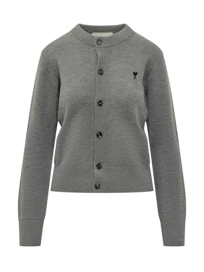 Ami Alexandre Mattiussi Crewneck Cardigan In Gray