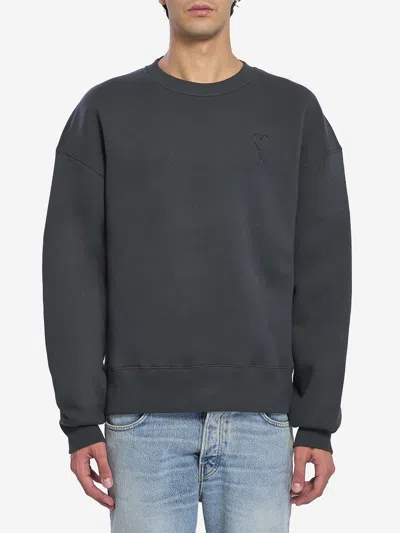 Ami Alexandre Mattiussi Crewneck Fleece Sweatshirt In Gray