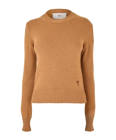Ami Alexandre Mattiussi Crewneck Knit Sweater In Brown