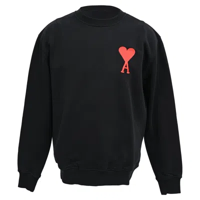 Pre-owned Ami Alexandre Mattiussi Crewneck Logo Sweatshirt In Black Cotton