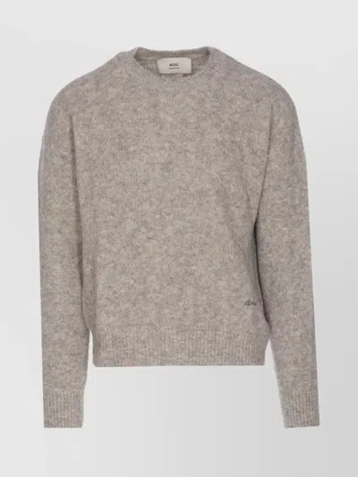 AMI ALEXANDRE MATTIUSSI CREWNECK LONG SLEEVE RIBBED KNIT SWEATER
