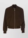 Ami Alexandre Mattiussi Khaki Zipped Suede Jacket In Black