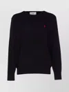 Ami Alexandre Mattiussi Ami Paris Ami De Coeur Wool Crewneck Sweater In Black