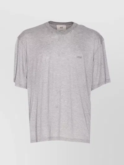 Ami Alexandre Mattiussi Crewneck T-shirt Embroidered Logo In Gray