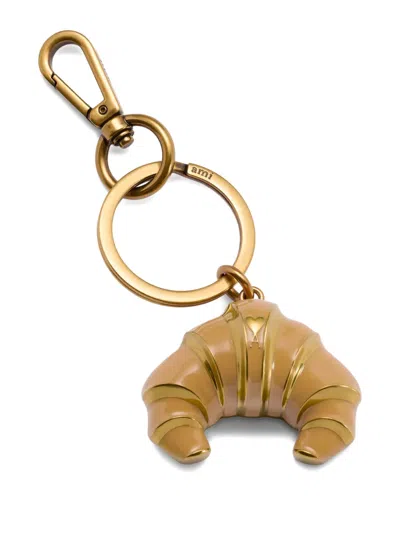 Ami Alexandre Mattiussi Croissant Keyring In Brown