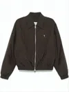 Ami Alexandre Mattiussi Cropped Black Bomber Jacket With Classic Collar And Logo Detail In Brown