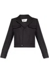 Ami Alexandre Mattiussi Cropped Black Wool Jacket With Notch Lapels In Black