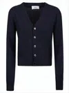 Ami Alexandre Mattiussi Cropped Blue Cardigan With Deep V-neckline In Blue