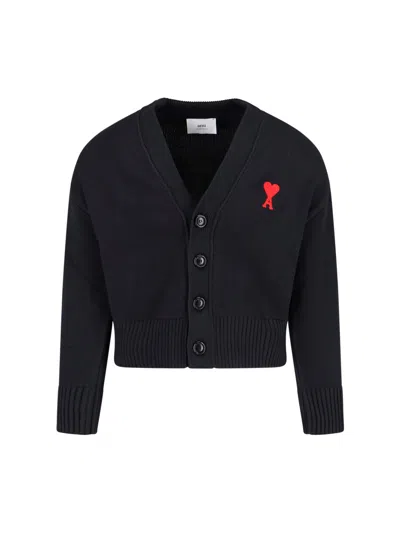 Ami Alexandre Mattiussi Cropped Cardigan In Black  