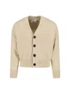 Ami Alexandre Mattiussi Ami Logo Embroidered Buttoned Cardigan In Cream