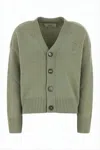 Ami Alexandre Mattiussi Cropped Cardigan With V-neckline And Button-down Front In Green
