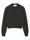 Ami Alexandre Mattiussi Cropped Cashmere-wool Cardigan With Button Front In Black