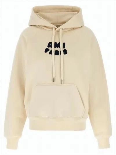 AMI ALEXANDRE MATTIUSSI CROPPED COTTON HOODIE WITH RAGLAN SLEEVES