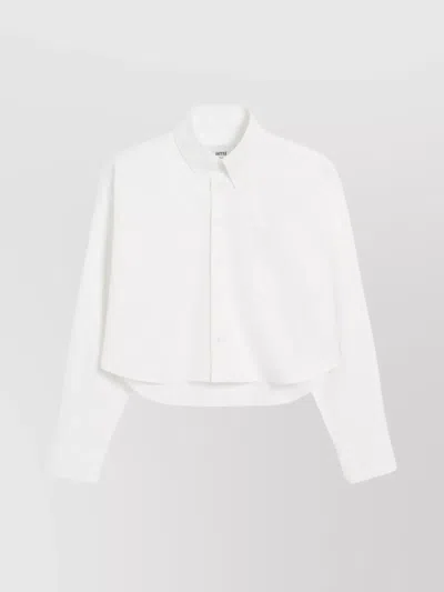 AMI ALEXANDRE MATTIUSSI CROPPED COTTON SHIRT LONG SLEEVES