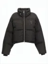 Ami Alexandre Mattiussi Cropped Down Puffer Jacket With High Collar And Boxy Silhouette In Black