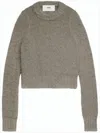 Ami Alexandre Mattiussi Cropped Fuzzy Knit Sweater With Unique Texture In Gray