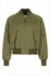 Ami Alexandre Mattiussi Cropped Green Bomber Jacket With Flap Pockets In Green