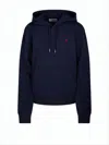 Ami Alexandre Mattiussi Cropped Hoodie With Relaxed Fit And Emblematic Heart In Blue