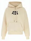 Ami Alexandre Mattiussi Cropped Hoodie With Textured Lettering In Soft Beige In Multi