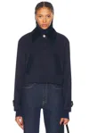 Ami Alexandre Mattiussi Cropped Canvas Jacket For Women In Navy Blue & Clay Blue