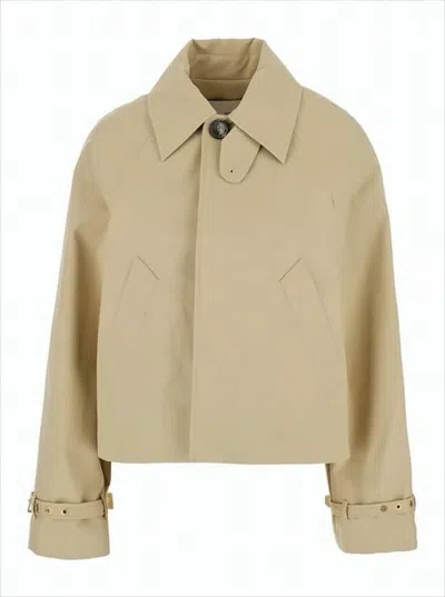 AMI ALEXANDRE MATTIUSSI CROPPED JACKET WITH STRUCTURED COLLAR AND ADJUSTABLE CUFFS