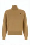 Ami Alexandre Mattiussi Cropped Merino Wool Turtleneck Sweater With Ribbed Details In White