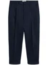 Ami Alexandre Mattiussi Ami Cropped Navy Blue Trousers With Flap And Slash Pockets In Blue