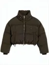Ami Alexandre Mattiussi Cropped Oversized Puffer Jacket With High Collar And Zip Closure In Green