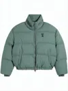 Ami Alexandre Mattiussi Cropped Puffer Jacket With High Stand Collar In Green