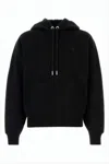 Ami Alexandre Mattiussi Cropped Relaxed-fit Hoodie With Adjustable Drawstring In Black