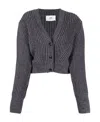 Ami Alexandre Mattiussi Cropped Ribbed-knit Cardigan In Black