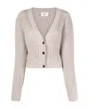 Ami Alexandre Mattiussi Cropped Ribbed-knit Cardigan In Nude