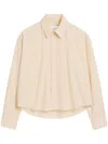 Ami Alexandre Mattiussi Beige Cotton Cropped Oversized Shirt White In Neutrals