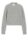 Ami Alexandre Mattiussi Cropped Sweater With Ribbed Hem In Gray