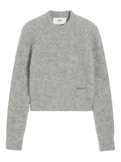 AMI ALEXANDRE MATTIUSSI CROPPED SWEATER WITH RIBBED HEM